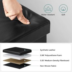 Puf med kiste - skammel med opbevaring 38 x 38 x 38 - sort kunstl�der