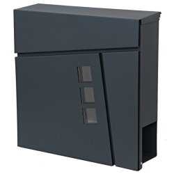 Postkasse med avisr�r - brevkasse med avisholder i antracit st�l