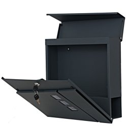 Postkasse med avisr�r - brevkasse med avisholder i antracit st�l