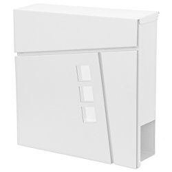 Postkasse med avisr�r - brevkasse med avisholder i hvid st�l