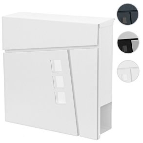 Postkasse med avisr�r - brevkasse med avisholder i hvid st�l