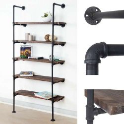 Vghngt reol i industrielt design - bogreol - brun gulvreol 165 x 80 x 28