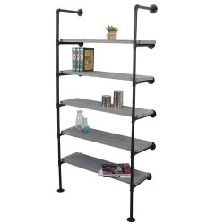 Vghngt reol i industrielt design - bogreol - gr gulvreol 165x80x28