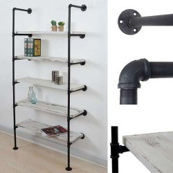 Vghngt reol i industrielt design - bogreol - hvid gulvreol 165x80x28