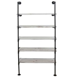 Vghngt reol i industrielt design - bogreol - hvid gulvreol 165x80x28