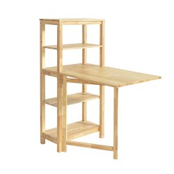 Reol med 5 hylder og udfoldeligt skrivebord, hj�rnebord, tr�