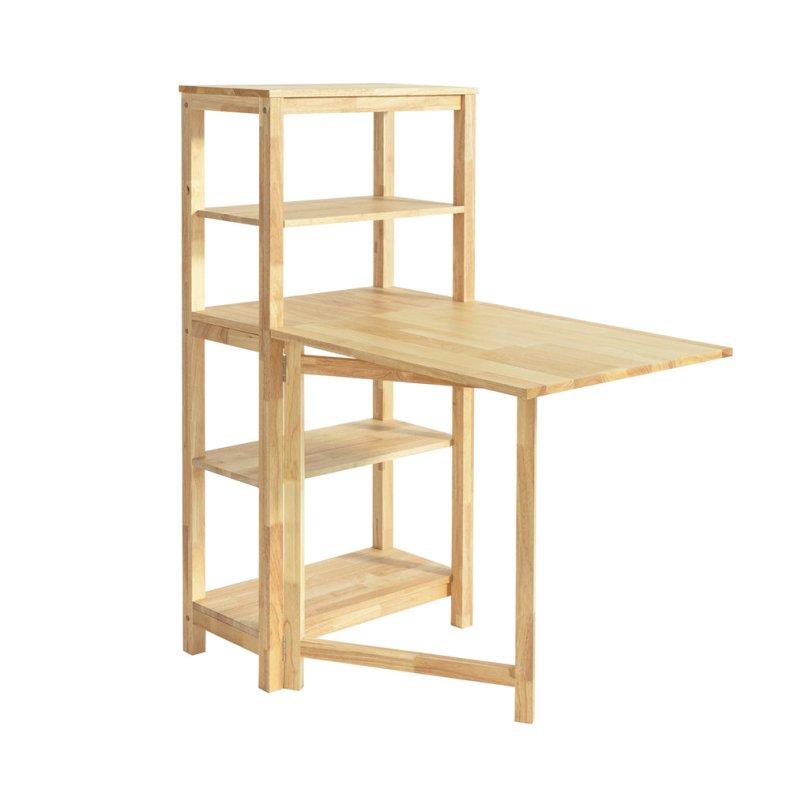 Reol med 5 hylder og udfoldeligt skrivebord, hj�rnebord, tr�