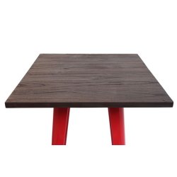 Cafebord med bordplade i tr - fransk bistro bord - 107x60x60cm ~ rdt