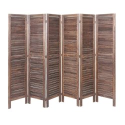 Skrmvg i brun antik vintage tr - rumdeler/foldevg 170 x 240 cm