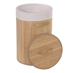 Vasketjskurv i bambus med vasketjspose - 50 liter - brun