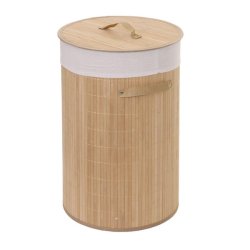Vasketjskurv i bambus med vasketjspose - 50 liter - brun