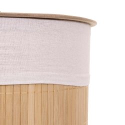 Vasketjskurv i bambus med vasketjspose - 50 liter - brun