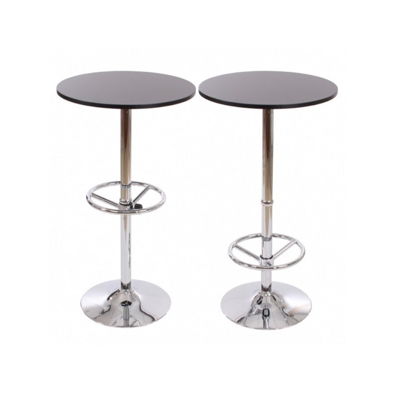 Cafebord - rundt cafebord med hjdejusterbar fodsttte p  60 cm ~ sort
