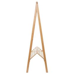 Tjstativ med skohylde - sammenklappelig garderobe i bambus - foldbar