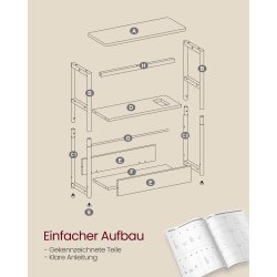 Sidebord med strmstik - smal slank sengebord - rustik brun