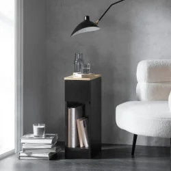 Sideborde - 2 moderne sengeborde med opbevaring - sort - 60x35x20