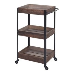 Serveringsvogn p hjul - barvogn og rullebord med hndtag - brun