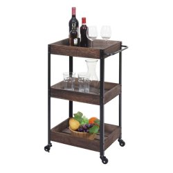 Serveringsvogn p hjul - barvogn og rullebord med hndtag - brun