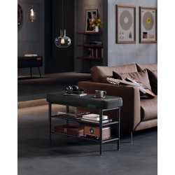 Opbevaringsbnk - siddebnk med skohylder - sort 30 x 80 x 50