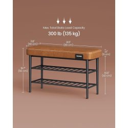 Opbevaringsbnk - siddebnk med skohylder - brun 30 x 80 x 50