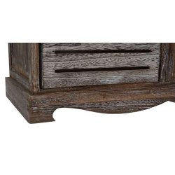 Kommode og b�nk med hynde, skuffer og skab - antik brun siddeb�nk