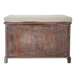 Kommode og b�nk med hynde, skuffer og skab - antik brun siddeb�nk