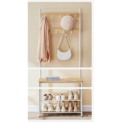 Garderobestativ med knager�kker og skohylder - egetr� og hvid