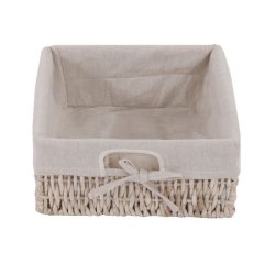 Siddeb�nk med hynde, skohylde og 2 kurve - b�nk - antik hvid entrem�bel