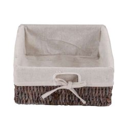 B�nk med hynde, skohylde og 2 kurve - siddeb�nk - antik brun entrem�bel