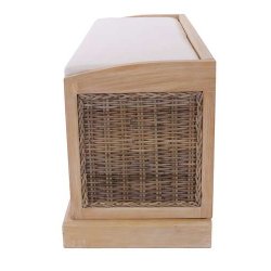 B�nk med hynde og 3 kurveskuffer - siddeb�nk med opbevaring - lys entrem�bel