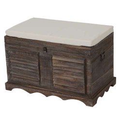 B�nk med opbevaringskiste og hynde - siddeb�nk i tr� - entrem�bel antik brun