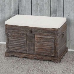 B�nk med opbevaringskiste og hynde - siddeb�nk i tr� - entrem�bel antik brun