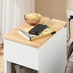 Sidebord - moderne sengebord med opbevaring - hvid - 40x25x60