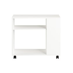 Sofabord med hylder - sidebord p hjul - hvid 70x35x60 cm