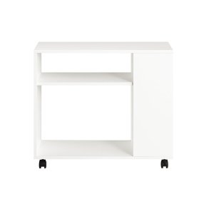 Sofabord med hylder - sidebord p hjul - hvid 70x35x60 cm