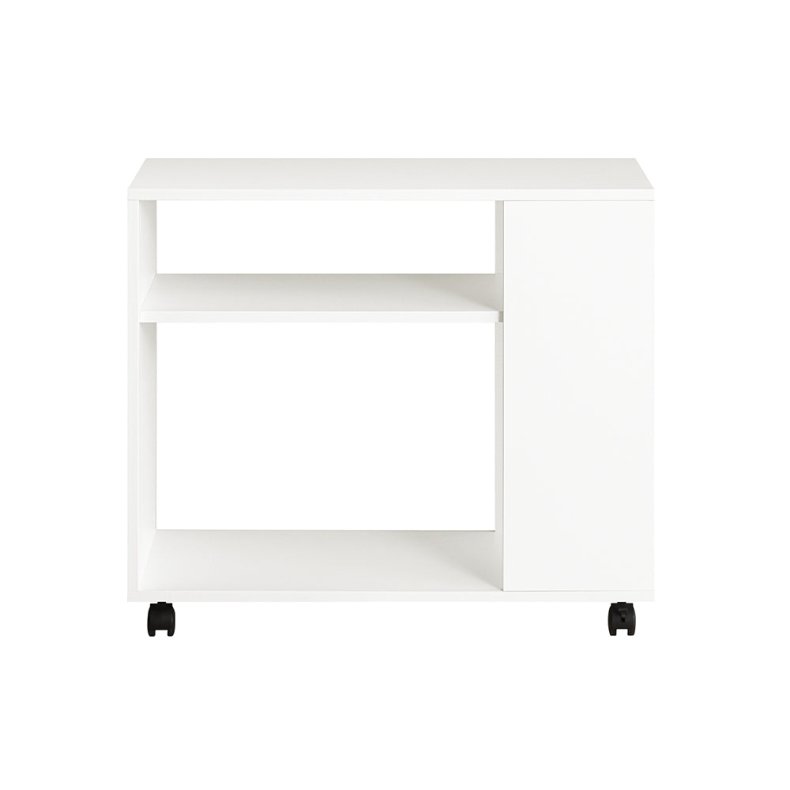 Sofabord med hylder - sidebord p hjul - hvid 70x35x60 cm
