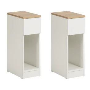 Sideborde - 2 moderne sengeborde med opbevaring - hvid - 60x35x20