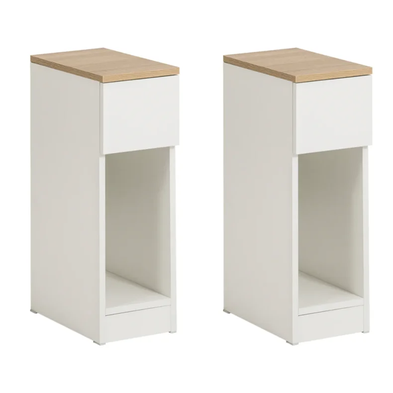 Sideborde - 2 moderne sengeborde med opbevaring - hvid - 60x35x20