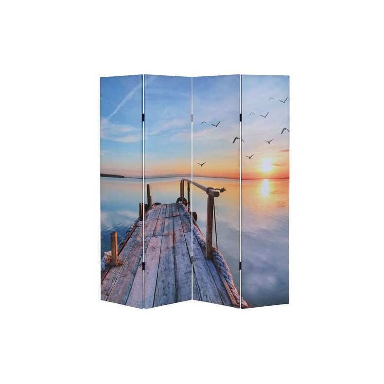 Foldeskrm/foldevg - flytbar skrmvg/skillevg 180 x 160 cm ~ Solnedgang