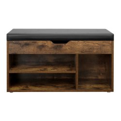 Skobnk - siddebnk med skohylder - opbevaringsbnk - brun