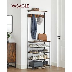 Garderobestativ med knager�kke og 4 skohylder - rustik brun