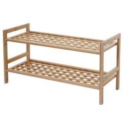 Skoreol med 2 skohylder - skoopbevaring - bambus reol med 2 hylder