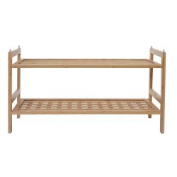 Skoreol med 2 skohylder - skoopbevaring - bambus reol med 2 hylder