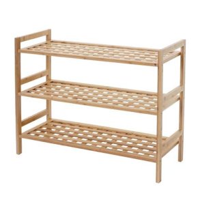 Skoreol med 3 skohylder - skoopbevaring - bambus reol med 3 hylder