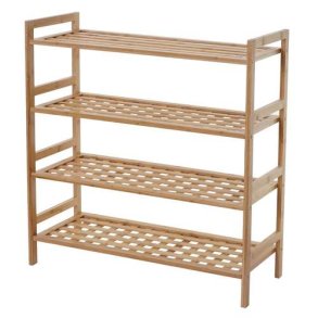 Skoreol med 4 skohylder - skoopbevaring - bambus reol med 4 hylder