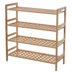 Skoreol med 4 skohylder - skoopbevaring - bambus reol med 4 hylder