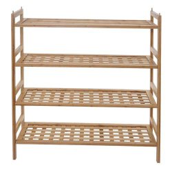 Skoreol med 4 skohylder - skoopbevaring - bambus reol med 4 hylder