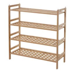 Skoreol med 4 skohylder - skoopbevaring - bambus reol med 4 hylder
