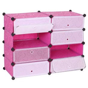 Skoreol - skoskab med 8 rum til skoopbevaring 73 x 92 x 36 cm ~ pink