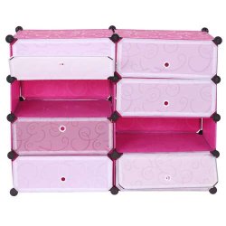 Skoreol - skoskab med 8 rum til skoopbevaring 73 x 92 x 36 cm ~ pink